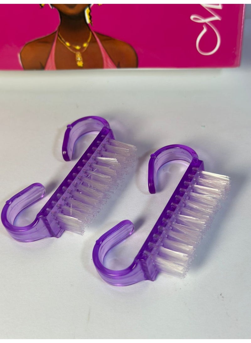 maya accessories 2Pcs Handle Grip Nail Brush Fingernail Cleaner Pedicure Scrub Foot Brushes Toes Cleaning Tool Kit may vary color - Image 1